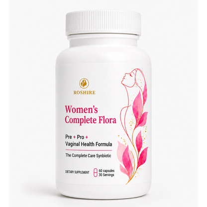 ROSHIRE Women’s Complete Flora – 60 Billion CFU Synbiotic for Vaginal, Gut & Urinary Health (60 Capsules)