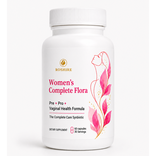 ROSHIRE Women’s Complete Flora – 60 Billion CFU Synbiotic for Vaginal, Gut & Urinary Health (60 Capsules)