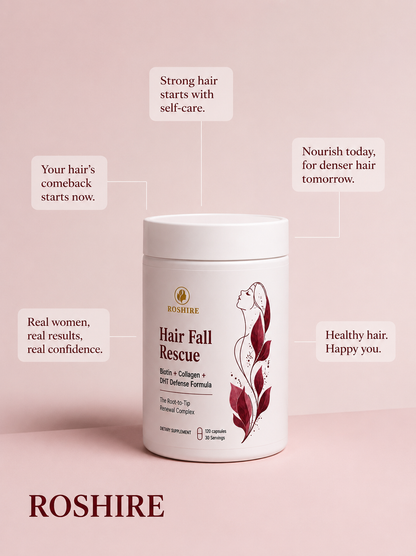 Roshire Hair Fall Rescue – Biotin + Collagen + DHT Defense Formula