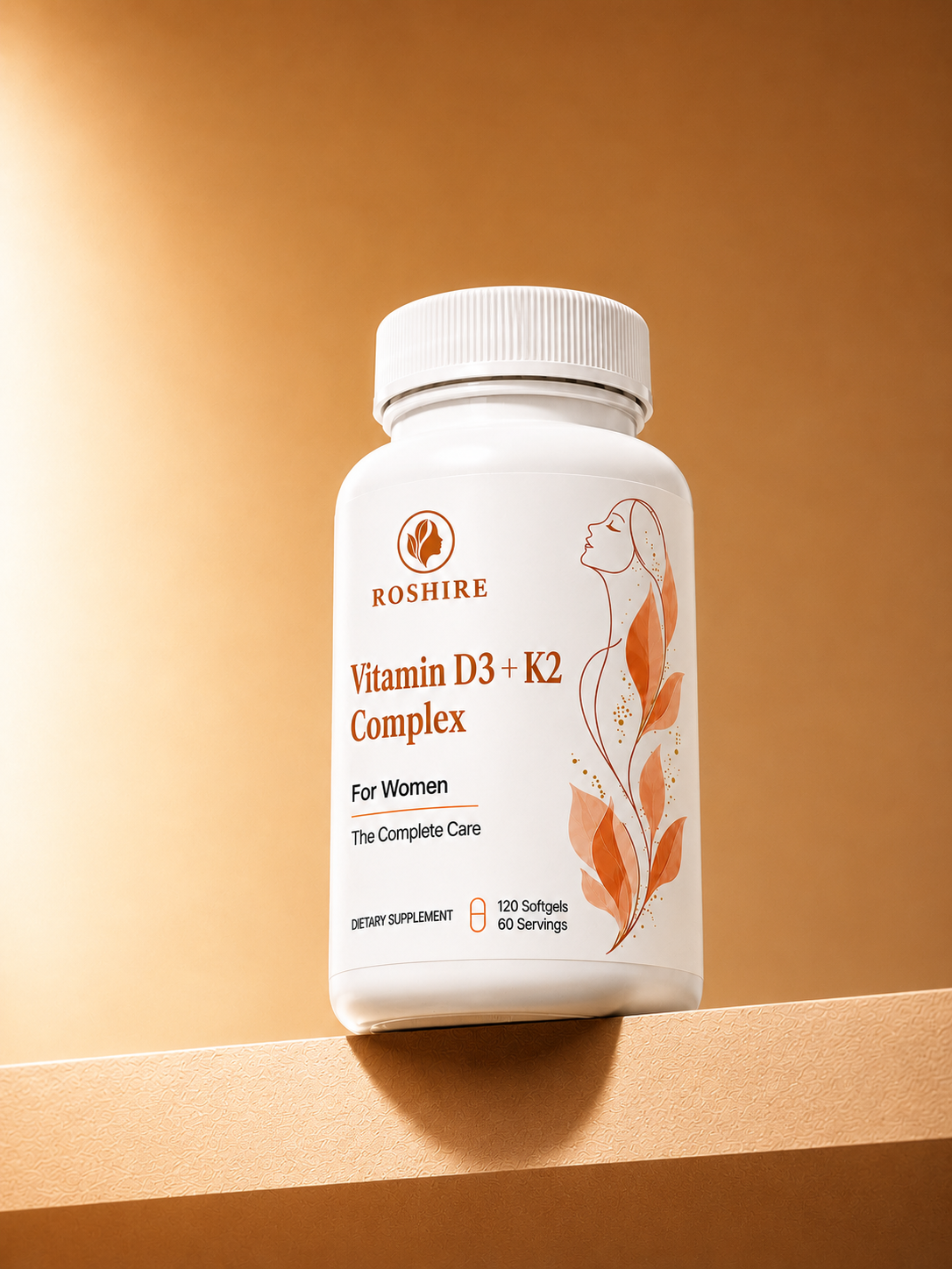 ROSHIRE Vitamin D3 + K2 Complex for Women
