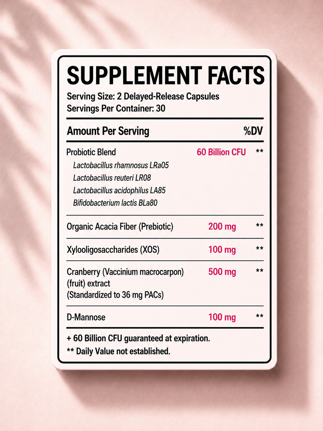 ROSHIRE Women’s Complete Flora – 60 Billion CFU Synbiotic for Vaginal, Gut & Urinary Health (60 Capsules)