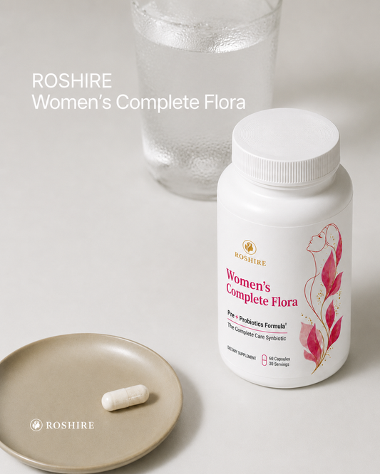 ROSHIRE Women’s Complete Flora – 60 Billion CFU Synbiotic for Vaginal, Gut & Urinary Health (60 Capsules)