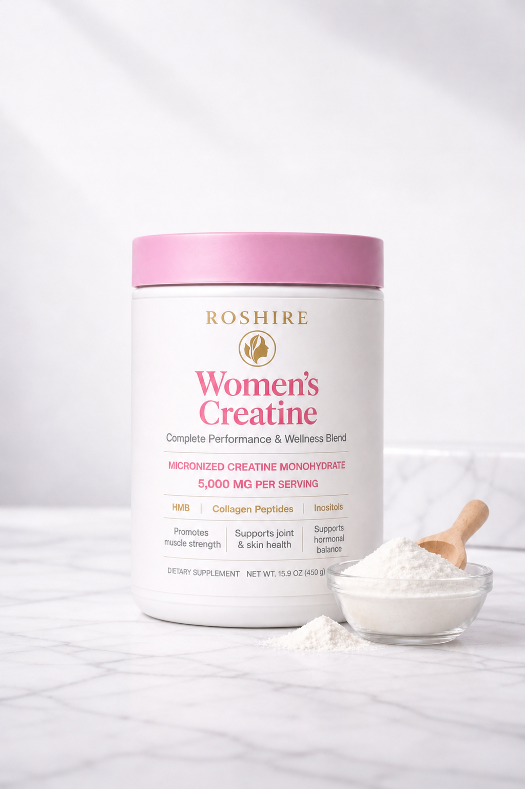 ROSHIRE Women’s Creatine – Micronized Creatine Monohydrate (5,000 mg)