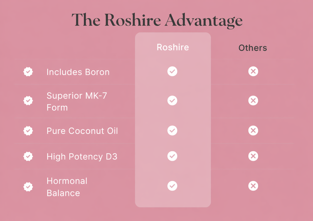 ROSHIRE Vitamin D3 + K2 Complex for Women