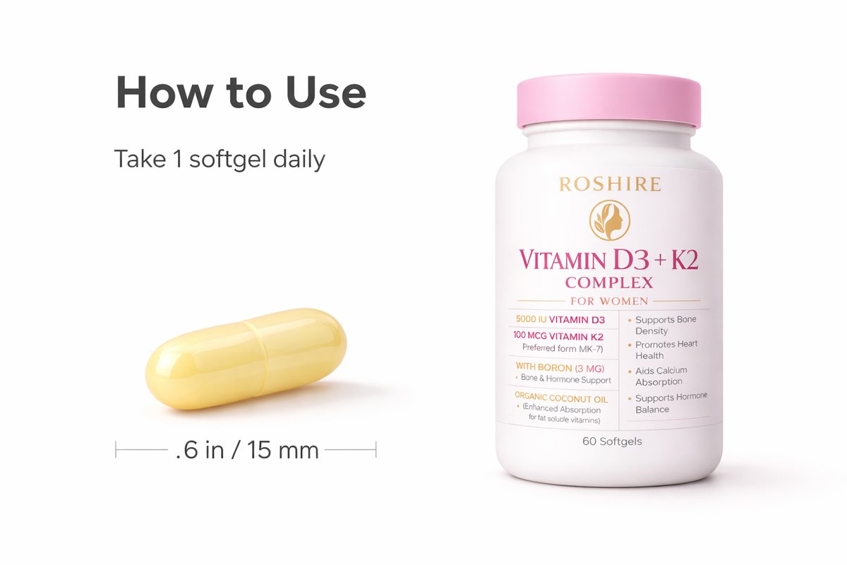ROSHIRE Vitamin D3 + K2 Complex for Women